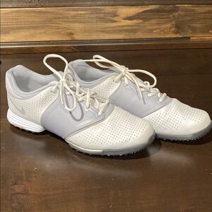 Nike White & Gray Lunarlon Golf Spike Shoes Size 10